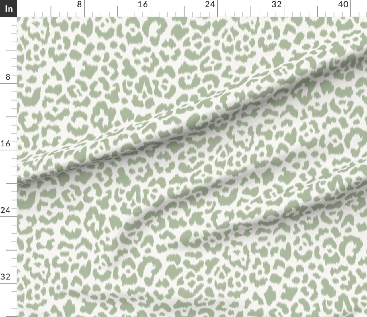Sage Green Leopard Animal Print Maximalist Tropical Custom Printed Fabric by Spoonflower Various Fabrics by the Yard or Fat Quarter